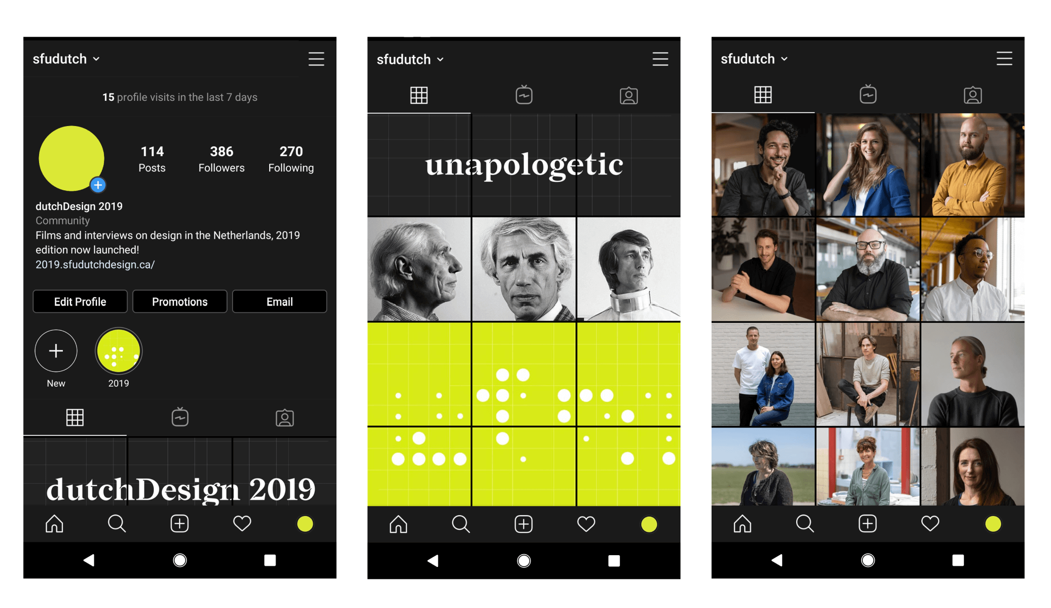 Screenshots of our Instagram page with the follower count and bradning in place
